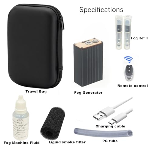Handheld Nebelmaschine Nebelmaschine Outdoor Batteriebetrieben mit Funkfernbedienung für DJ Party Disco Hochzeit Halloween, Geschenk (Gitschwarz)