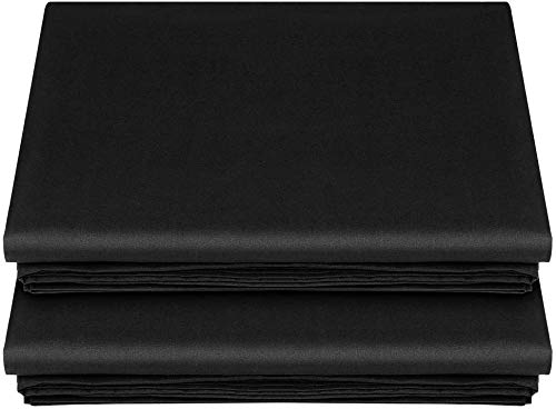 Lirex Flat Sheet (2-Pack), Twin Size Extra Soft Brushed Microfiber Flat Black Sheet, Machine Washable Wrinkle Free Breathable (Black+Black, Twin) #TOP5