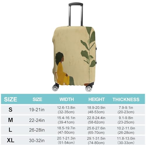 Potted Plant And Woman Travel Luggage Cover Washable Anti-scratch Suitcase Protector Dustproof Protective Cover Case for Wheeled Luggage Fits 19-32 Inch Luggage2