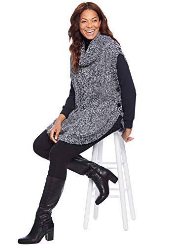 Woman Within Plus Size Marled Knit Cowl Neck Poncho4