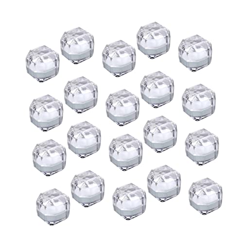 Yardenfun 20piezas Caja Organizadora De Anillos Octagonal De Cristal Acrílico Transparente De Pequeñas Blancas Estuche Compacto Para Almacenamiento De Joyas Para Guardar y Exhibir Anillos Co