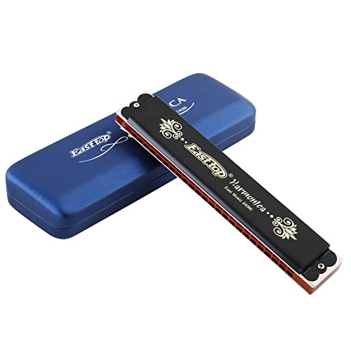 East Top 24 trous Tremolo Harmonica Key of C, Harmonica professionnel pour adultes, musiciens de groupe et étudiants (T2406K-C)