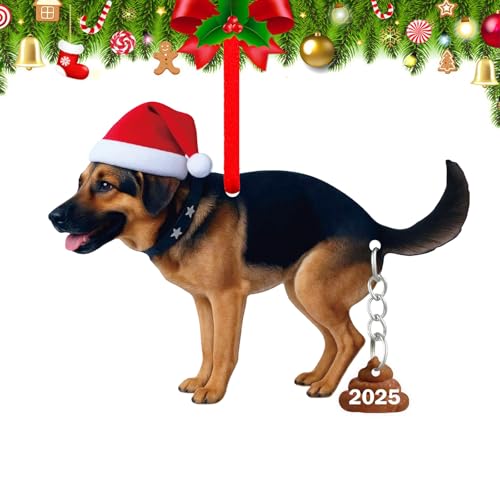 FaCraft German Shepherd Christmas Ornament 2025-2D Acrylic Dog Funny Black German Shepherd Ornament...