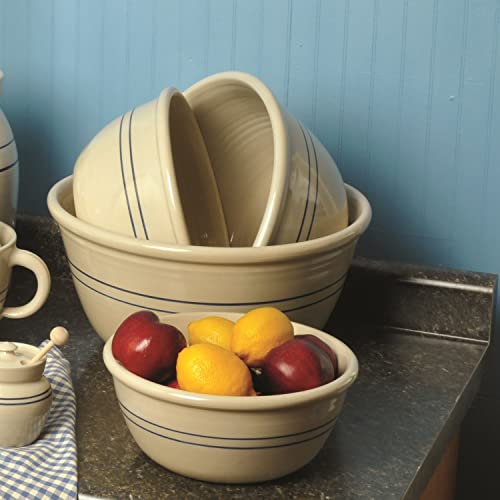 Martinez Pottery 1101235 Hand-Turned Heritage Blue Stripe Stoneware Mixing Bowl 10 Inch thumb #3