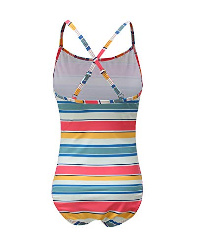 Image of Girls One Piece Swimsuits Hawaiian Floral Bathing Suit for Kids Adjustable Straps Swimwear 3-16 Years