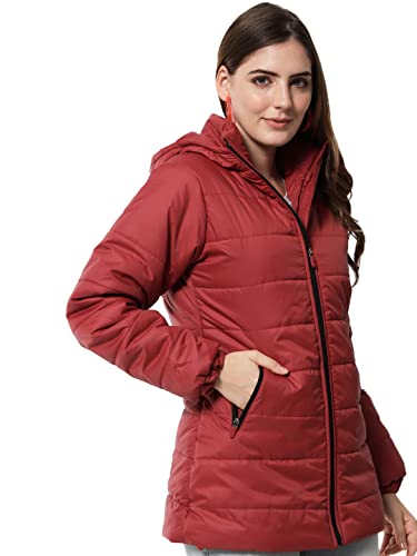 Image of KOTTY Women Nylon Peach Pink Solid Puffer Jacket