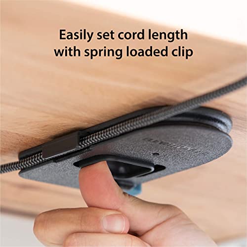 Image of Elevation Lab The Quickdraw (Pack of 2) - Under Desk Cord Management Mount, Hidden and Adjustable, Cable Organizer, 2 Cord Clips Included, Elevation Lab - Black