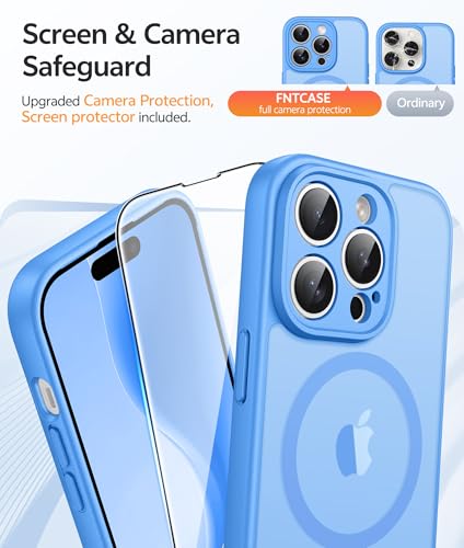 Image of FNTCASE for iPhone 14 Pro Max Case: [Compatible with Magsafe] Translucent Matte Cases with [Full Camera Protection] [Screen Protector] Military Grade Shockproof Protective Phone Cover - Ice Blue