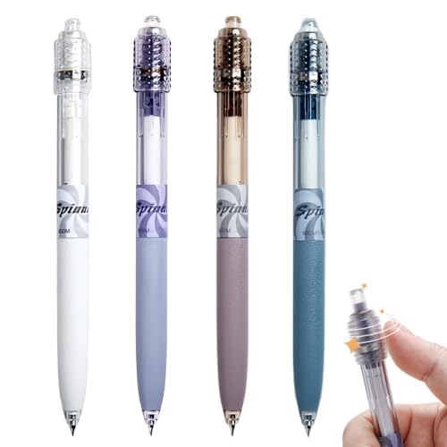 4Pcs Fidget Pens Fidget Gel Pens for Adults Black Ink Gel Spinner Pen with Fidget Ball Stress Relief Spinner Pen Smooth Writing for Journaling Office School Supplies Quick Dry Retractable 0.5mm