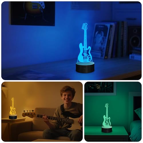 Lampe guitare 3D à télécommande avec 16 couleurs changeantes LED - 4