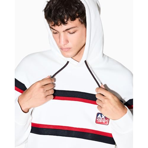 A|X Armani Exchange Para Hombre. XM001398AF13047U0009 Sudadera Franjas Blanco (M), Casual, AlgodóN - 3