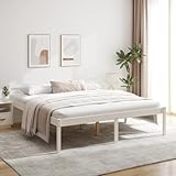 sephironlbb Seniorenbett Weiß 200x200 cm, Massivholz Kiefer Bettrahmen mit Kopfteil, Hohe Sitzhöhe für einfaches Aufstehen, Zusätzlicher Stauraum