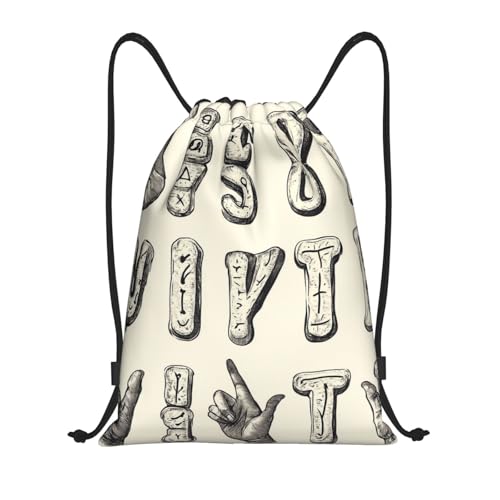Drawstring Backpack Sports Gym Bags Draw String Bag for Women Men Sign Language Alphabet Drawstring Bags Sackpack