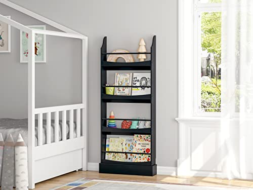 Utex Kids Bookshelf,4 Tiers Children's Bookcases And Storage, Kids Bookcase Rack Wall For Bedroom,Study Living Room,Charcoal #TOP2