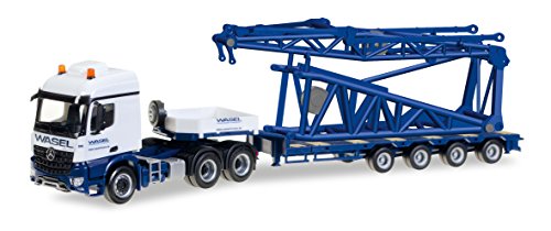 Camion Herpa 307253 Mercedes-Benz Arocs Wasel avec remorque pour grue Liebherr LR 1600