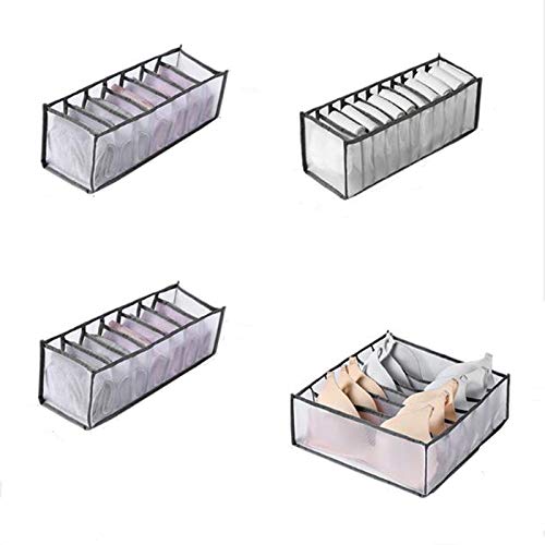 HLANBABYAMZ Underwear Drawer Organizer Divider, Bra Drawer Organizer Divider Storage Foldable Bra Underwear Drawer Organizer Women for Underwear Bras Socks (gray+Frosting package)