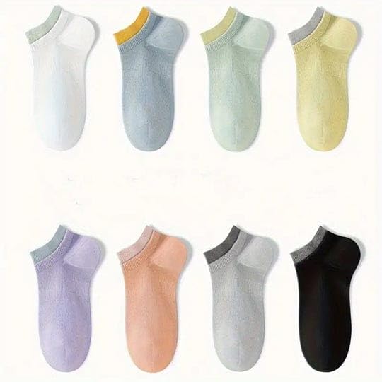 Image of JABA'S 8 Pairs Men's & women's Business /Office Ankle Socks - Formal Breathable Cushioned Performance Cotton for Everyday Use, Free Size Pack of 8 Multicolor