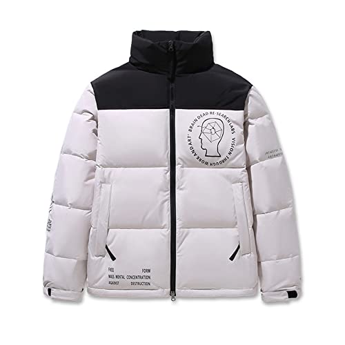 NXMRN Doudoune d'hiver pour Hommes Parkas en Duvet pour Hommes Coupe-Vent Imperméable À Capuche Épaissir Garder Au Chaud pour Hommes Doudounes,Blanche,XS Cover