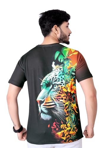Image of Vintage Animal T Shirt for Men 3D Fierce Leopard Print T Shirt /Summer Short Sleeve Holiday T-Shirts Loose Clothing O-Neck Pullover /Cheetah Printed Attractive T Shirt