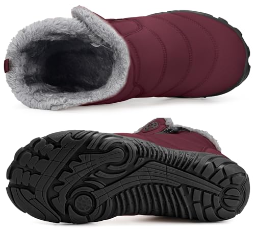 Image of Hsyooes Womens Mens Barefoot Boots Winter Snow Boots Wide Width | Warm Ankle Booties,Fur Lined,Zero Drop Sole,Wide Toe Box