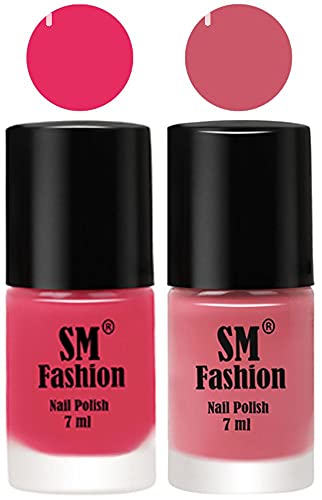 Image of Long Lasting Nail Polish | Nail Paint Combo 7 ml Each) - Set of 2 Dark Rose Pink-Nude Pink