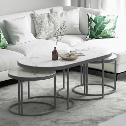 Image of Coffee Table Centre Table (Gry White, 3IN1)