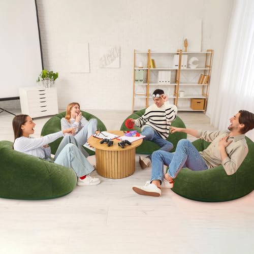 Image of Realspring Inflatable Bean Bag Chairs Outdoor Blow up Camping Chairs Inflatable Lazy Sofa Folding Portable Bean Bag Loungers Couch for Movie Night(Dark Green,12 Pcs)