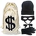 Eylola Robber Costume Setï¼Œinclude robber mask Money bag knitted hat gloves for playing cops and robbers ,burglar Halloween costume