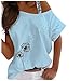 Dasongff Oberteile Frauen Bluse Sommer T-Shirt Damen Elegantes Off-Shoulder Top Bequem Kurzarm Shirt Freizeit Feder Print Tees Damenbluse Sweatshirts Hemd Tunika Sommertop Blusentops…