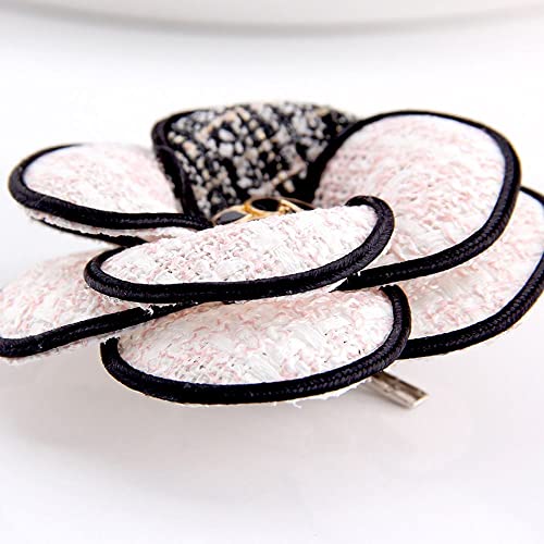 Fabric Camellia Brooches Flower Badge Pin Vintage Collar Pins for Girls Party Flower Scarf Pin(Black)3