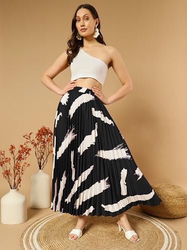 Image of ZWERLON | Effortlessly and Beautiful Floral | Floral Pleated Maxi Skirts for Women | Perfect Long Sleeve, Elastic Waist