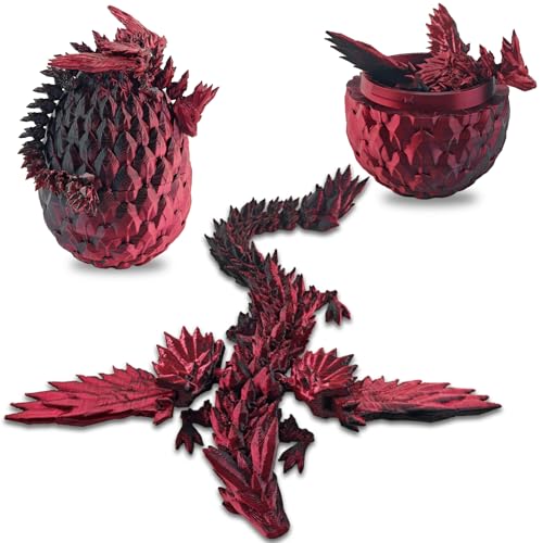 TaimeiMao Drago Stampato in 3D Nell'Uovo, Drago di Cristallo Articolato con Uovo di Drago, Diocattolo Articolato del Drago, Adatto per Auto, Erwachsene Kinder Geschenke Spielzeug