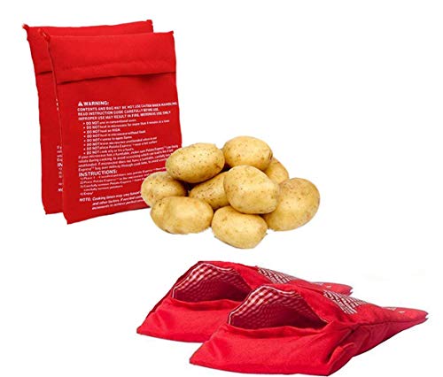 4Pcs Red Microwave Potato Bags Reusable Baked Bag Potato Microwave Baking Pouches For Potato Pouch Cooking In Just 4 Minutes #TOP2