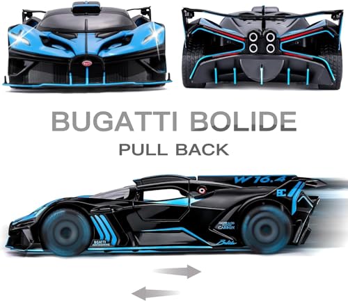Image of Toy Car Model for Bugatti Compatible with 1:24 Bugatti Bolide Alloy Diecast Car Toy with Lights and Music, Pull Back Car Toys for Kids Boys Girls Gift, Blue