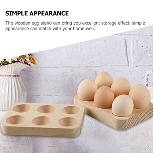 Luxshiny Desktop Stand Desktop Stand Wooden Egg Holder, Wood Egg Tray Deviled Egg Tray Deviled Egg Plate Wood For Home Kitchen Countertop 6 Hole Deviled Egg Platter Deviled Egg Platter #TOP4