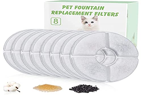 Filtros Fuente Gatos 8PCS, 1.6L Filtro de Carbón para Gatos, Filtros de Repuesto de Fuentes de Mascotas con Resina y Carbón Activo