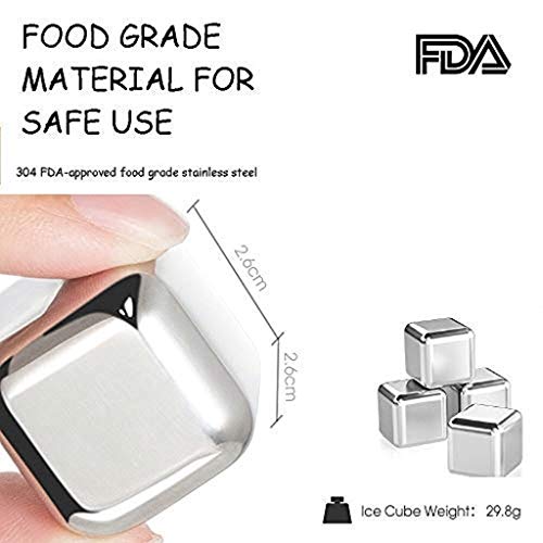 Image of Anything & Everything Stainless Steel Ice Cubes (Pack of 4),Whiskey Stones, Reusable Chilling Stones with Tongs for Whiskey Wine, Vodka, Liqueurs, White Wine, Beer, Stainless Steel ice Cubes