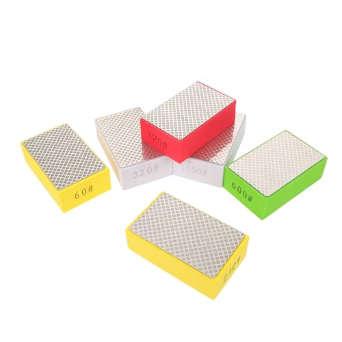 ARTSEWPLY Set 6 Blocchi Lucidanti Romboidali per Piastrelle in Ceramica e Pietra Tamponi Abrasivi Manuali Grana 60/120/240/320/600/1000 per Levigatura e Finitura Artigianale