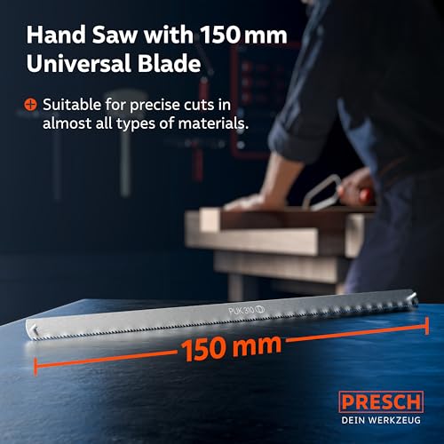 Presch Junior Hacksaw Foldable 150mm incl. Universal Saw Edge - Original PUK Handsaw 150mm with Adjustable Handle - Small Saw for Non-Ferrous Metal, Plastic, Aluminium, All Woods - Image 6