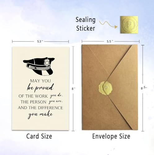 Bestmelo Police Officer Card, Law Enforcement Appreciation Gift, Encouragement Card for Police Officer, Blank Inside, with Kraft Envelope and Gold Seal Sticker