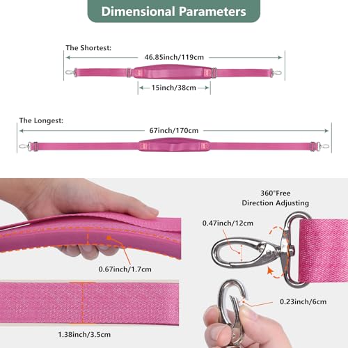 Image of 67 Inch Shoulder Straps, Soft with Ultra-Thick Fixed Shoulder Pad, Two Way Independently Adjustable Buckle Replacement Straps for Laptop Bag Messenger Bag Tool Bag Luggage,Rose Red