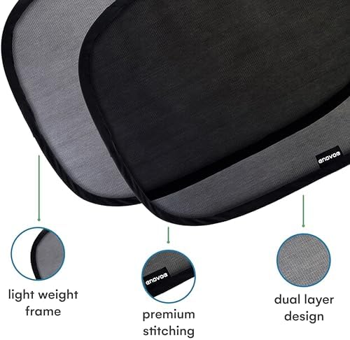 Car Window Shade - (3 Pack) - 19"x12" Cling Sunshade For Car Windows - Sun, Glare And UV Rays Protection For Your Child - Baby Side Window Car Sun Shades By Enovoe