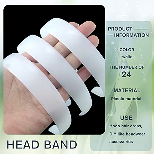 Vokoy 24 Pcs White Plastic Headbands, 1" Wide No Teeth Plain Headbands Diy Hair Bands Headbands For Girls Women #TOP2