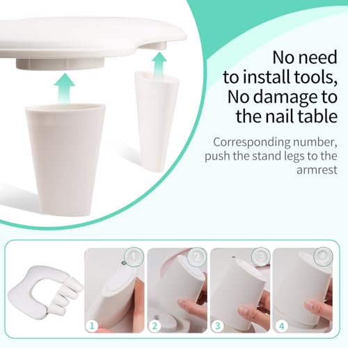 Almofada de mão inclinada para arte de unhas, forma M, branca, 45 x 30 x 15,7 cm (branca)