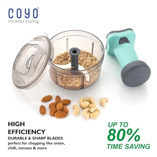 Image of Vegetable Chopper for Kitchen | Hand Chopper for Kitchen use Veg Cutter | Push Chopper 1000ml Capacity | 5 Sharp Stainlee Steel Blades (Color as per Availability)