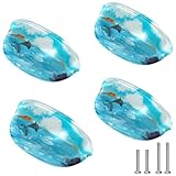 Eslifey Schrankgriffe, 4 Stück, Schubladengriffe, Muschelform, Knäufe für Kommoden, Schränke, Küchenmöbel, Dekoration, springende Fische