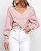 BTFBM Off The Shoulder Sweater for Women Winter Fall Fashion 2026 V Neck Long Sleeve Ribbed Knit Wrap Cropped Sweaters(Pink, Medium)