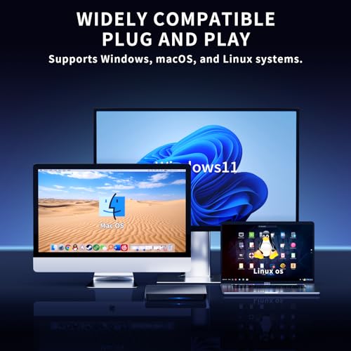 External Compatible with Blu ray Drives Read Write Compatible with Blu ray Burner USB 3.0 and Type-C Portable Blu-ray Player with 3D PlaybackCompatible with Windows, Linux, Mac OS