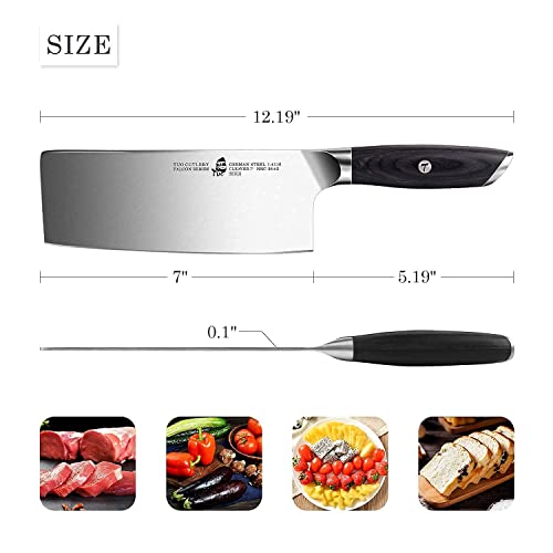 Tuo Vegetable Cleaver 7 Inch & Kitchen Knife Set 17 Pcs - Chinese Cleaver Chef Knife - German Hc Steel With Pakkawood Handle - Falcon Series Gift Box Included #TOP3