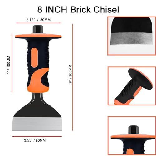 image for YKFLEXT Masonry Chisel Set,3 Piece Heavy-Duty Point, Flat and Brick Ch